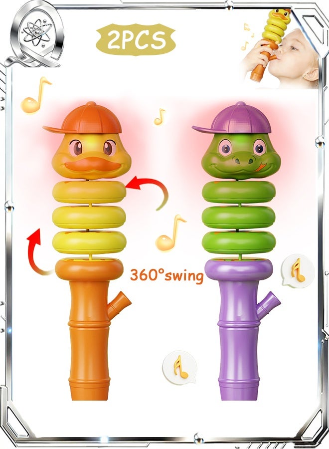2 PCS Musical Whistle Toys, Cartoon Animal Fake Snake Whistle Spinning Toys, Musical Instrument Toy for Children Birthday Gift - Image 1
